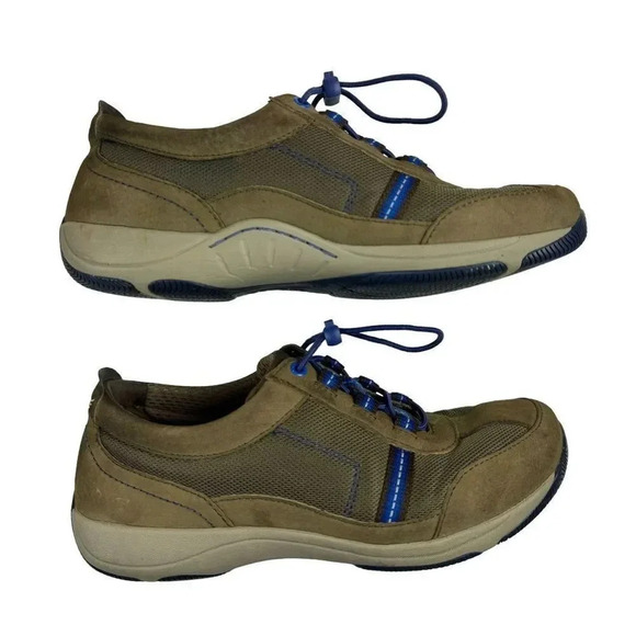 Dansko Helen Taupe Blue Slip On Sneakers EU38 US 7.5-8 No-Tie Leather Suede Work - Picture 5 of 11